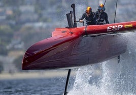 El equipo español, en plena competición en Los Ángeles.